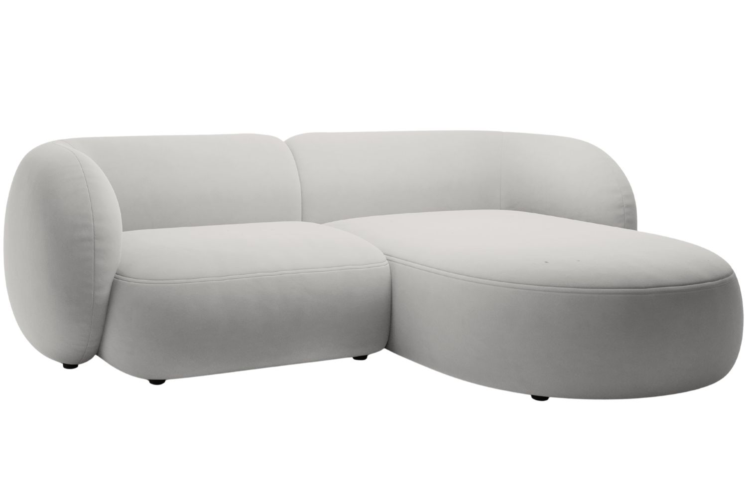 Micadoni Světle &scaron;ed&aacute; sametov&aacute; rohov&aacute; pohovka Kate 255 cm, prav&aacute;