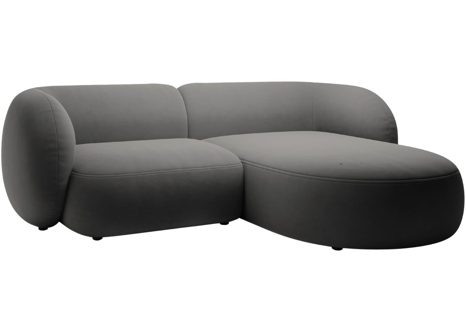 Micadoni Tmavě &scaron;ed&aacute; sametov&aacute; rohov&aacute; pohovka Kate 255 cm, prav&aacute;