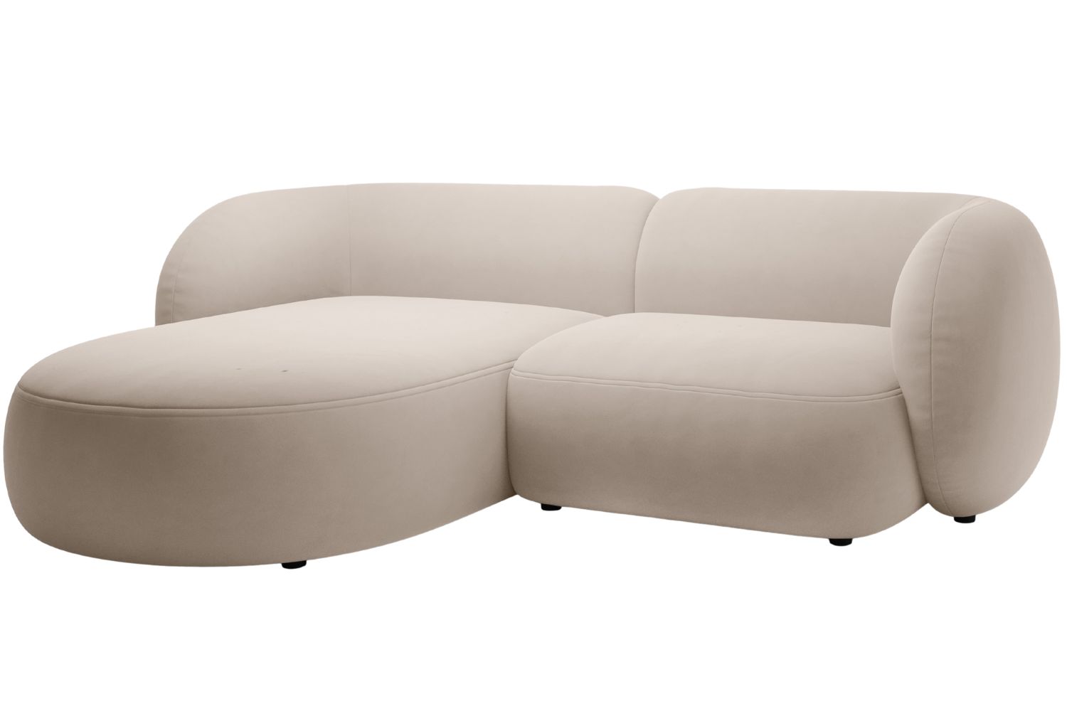 Micadoni B&eacute;žov&aacute; sametov&aacute; rohov&aacute; pohovka Kate 255 cm, lev&aacute;