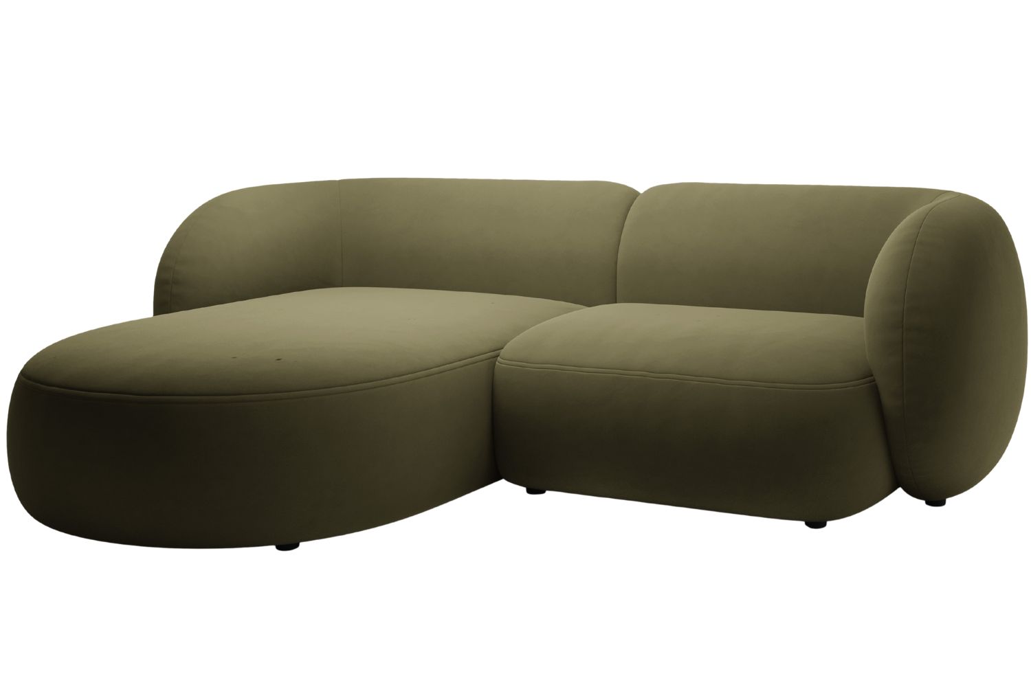 Micadoni Zelen&aacute; sametov&aacute; rohov&aacute; pohovka Kate 255 cm, lev&aacute;