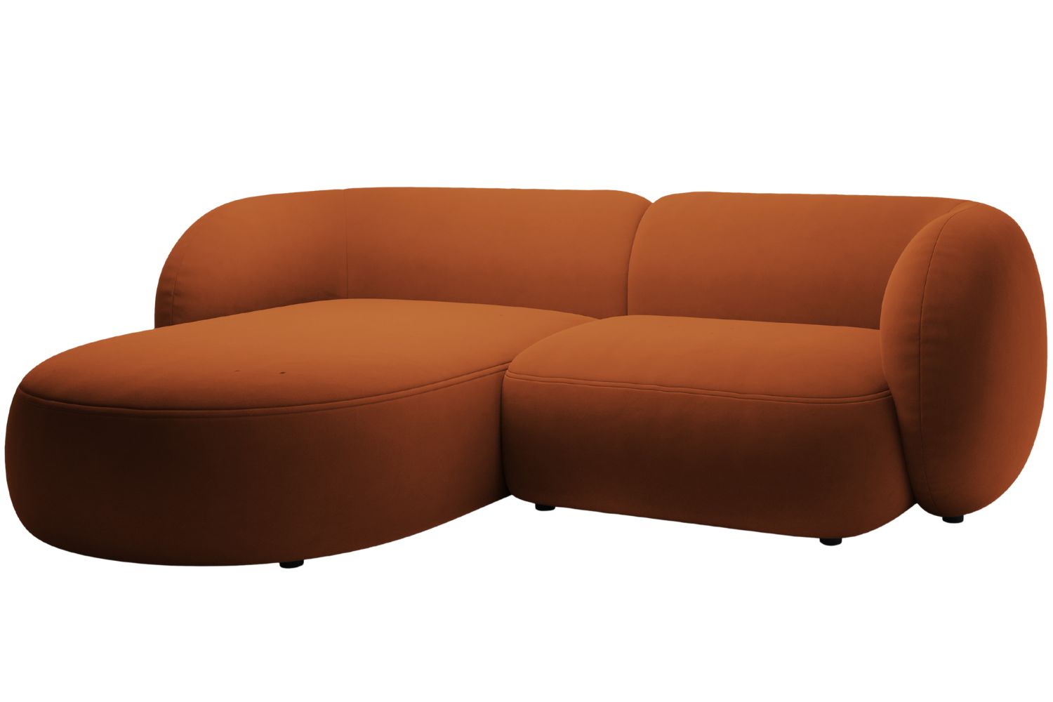 Micadoni Oranžov&aacute; sametov&aacute; rohov&aacute; pohovka Kate 255 cm, lev&aacute;