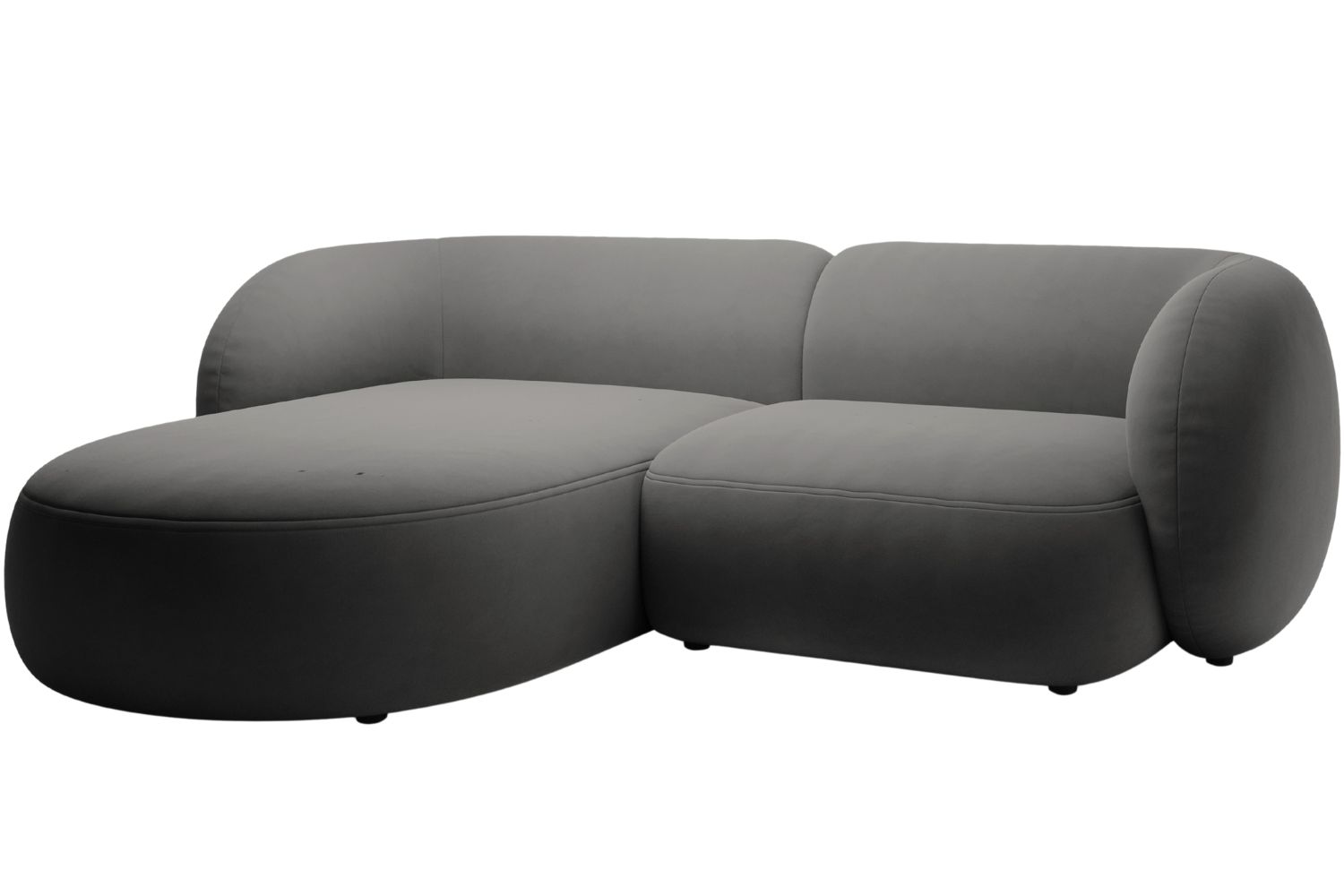 Micadoni Tmavě &scaron;ed&aacute; sametov&aacute; rohov&aacute; pohovka Kate 255 cm, lev&aacute;