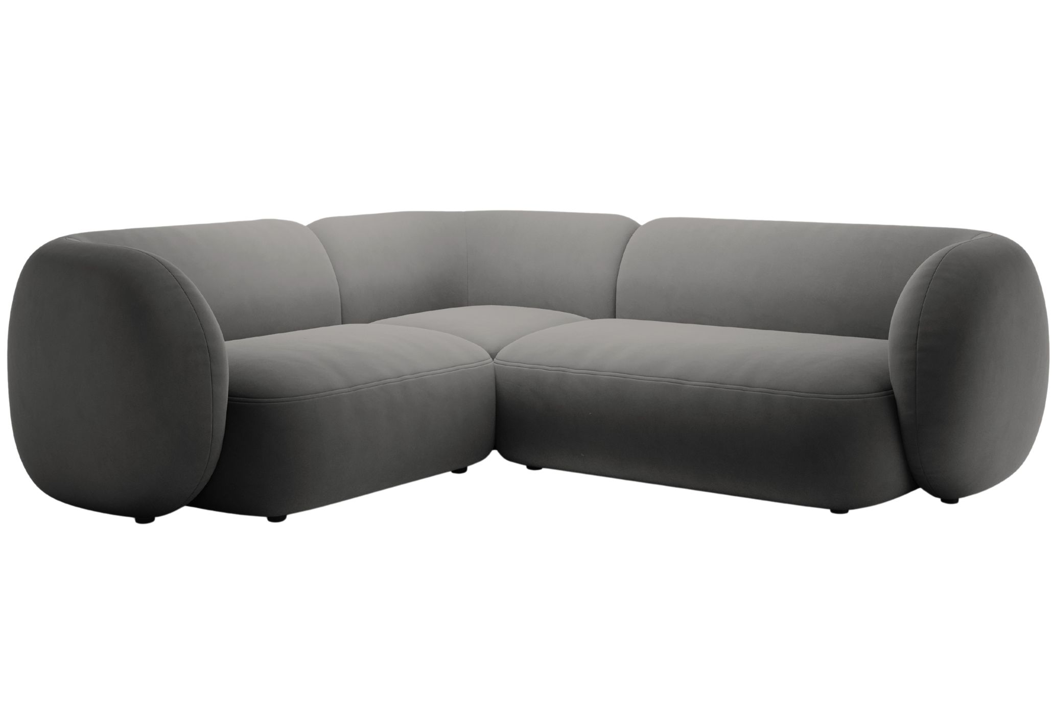 Micadoni Tmavě &scaron;ed&aacute; sametov&aacute; rohov&aacute; pohovka Kate 252 cm, lev&aacute;