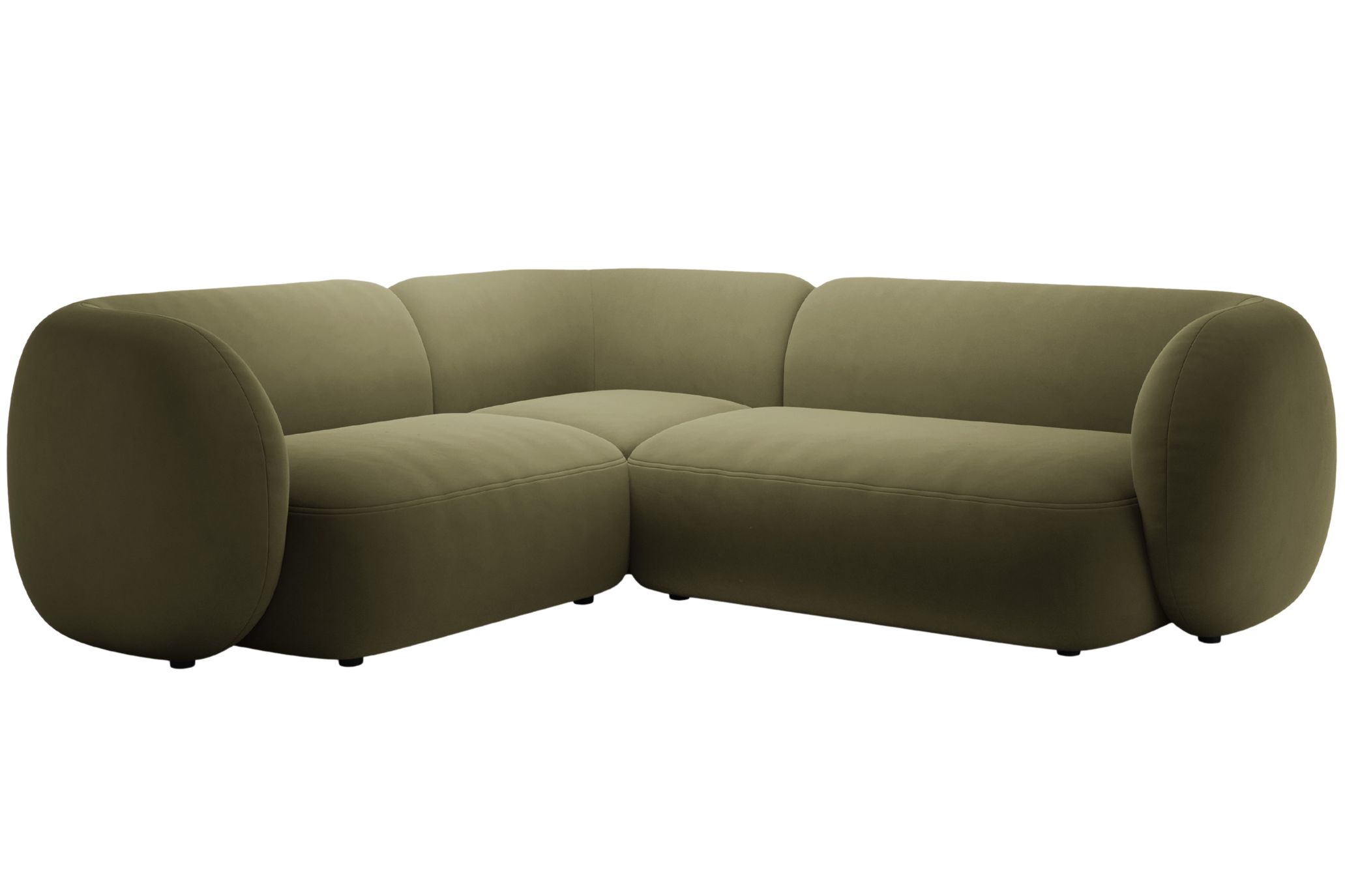 Micadoni Zelen&aacute; sametov&aacute; rohov&aacute; pohovka Kate 252 cm, lev&aacute;