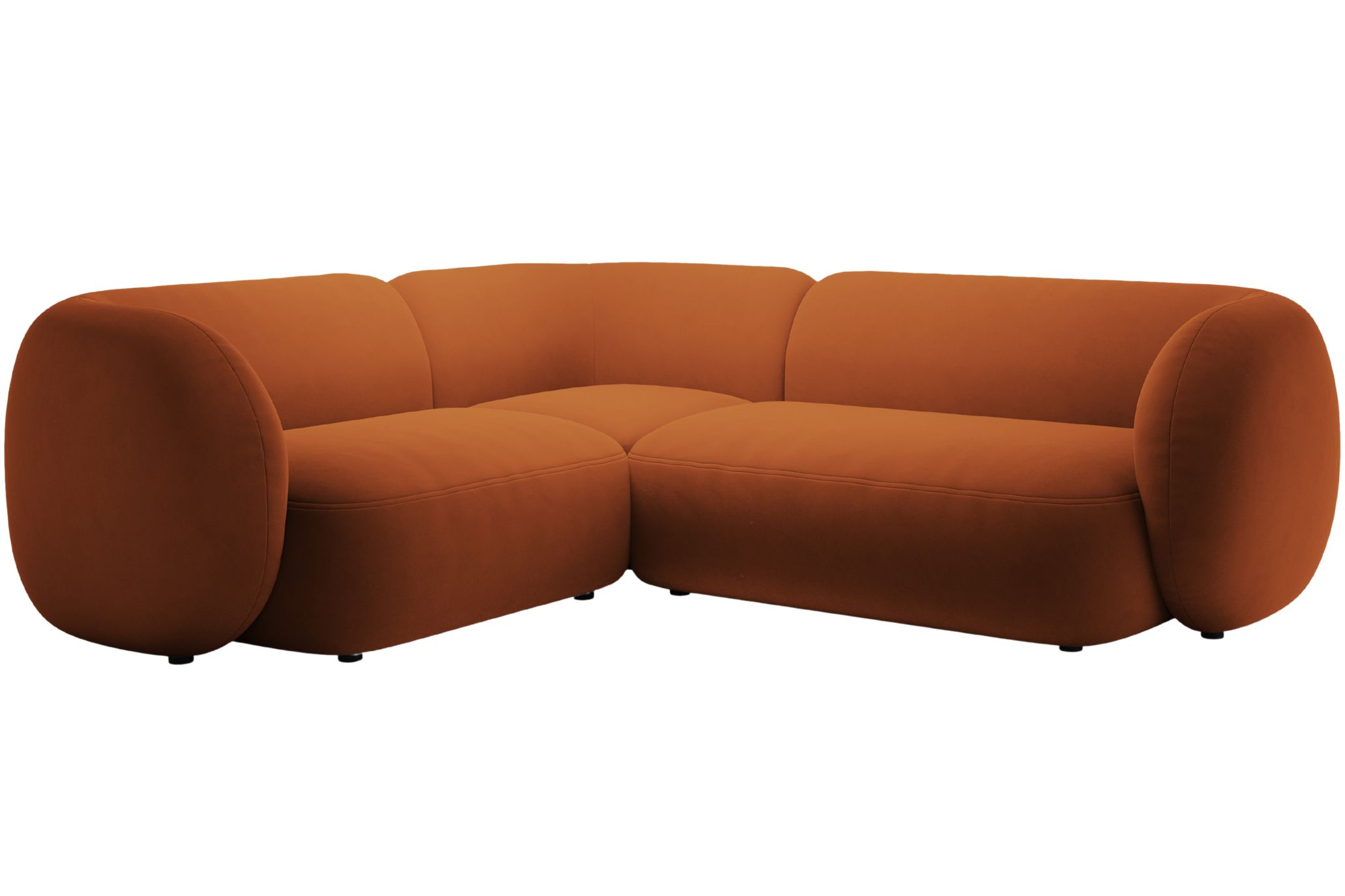 Micadoni Oranžov&aacute; sametov&aacute; rohov&aacute; pohovka Kate 252 cm, lev&aacute;