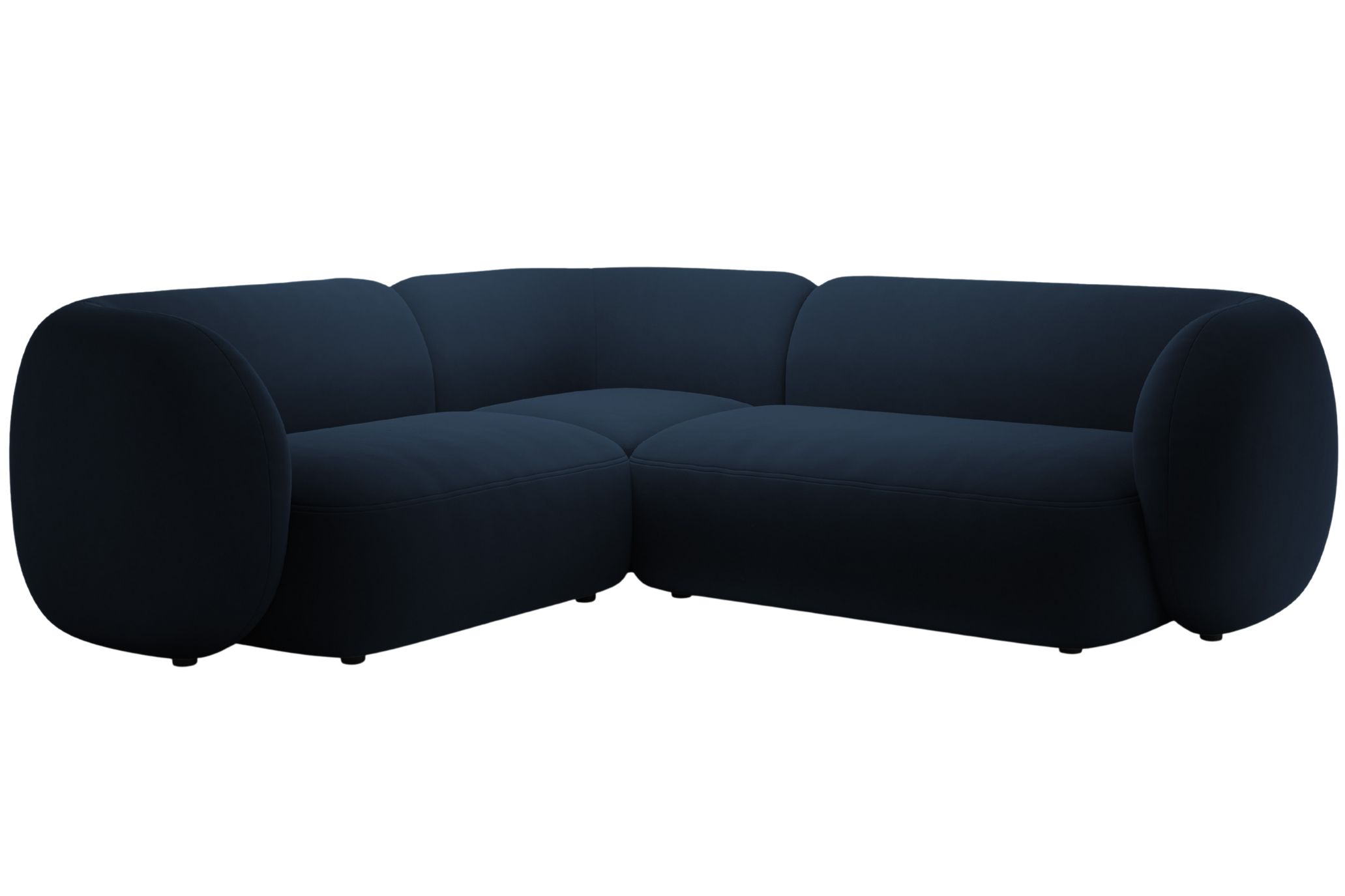 Micadoni Kr&aacute;lovsky modr&aacute; sametov&aacute; rohov&aacute; pohovka Kate 252 cm, lev&aacute;