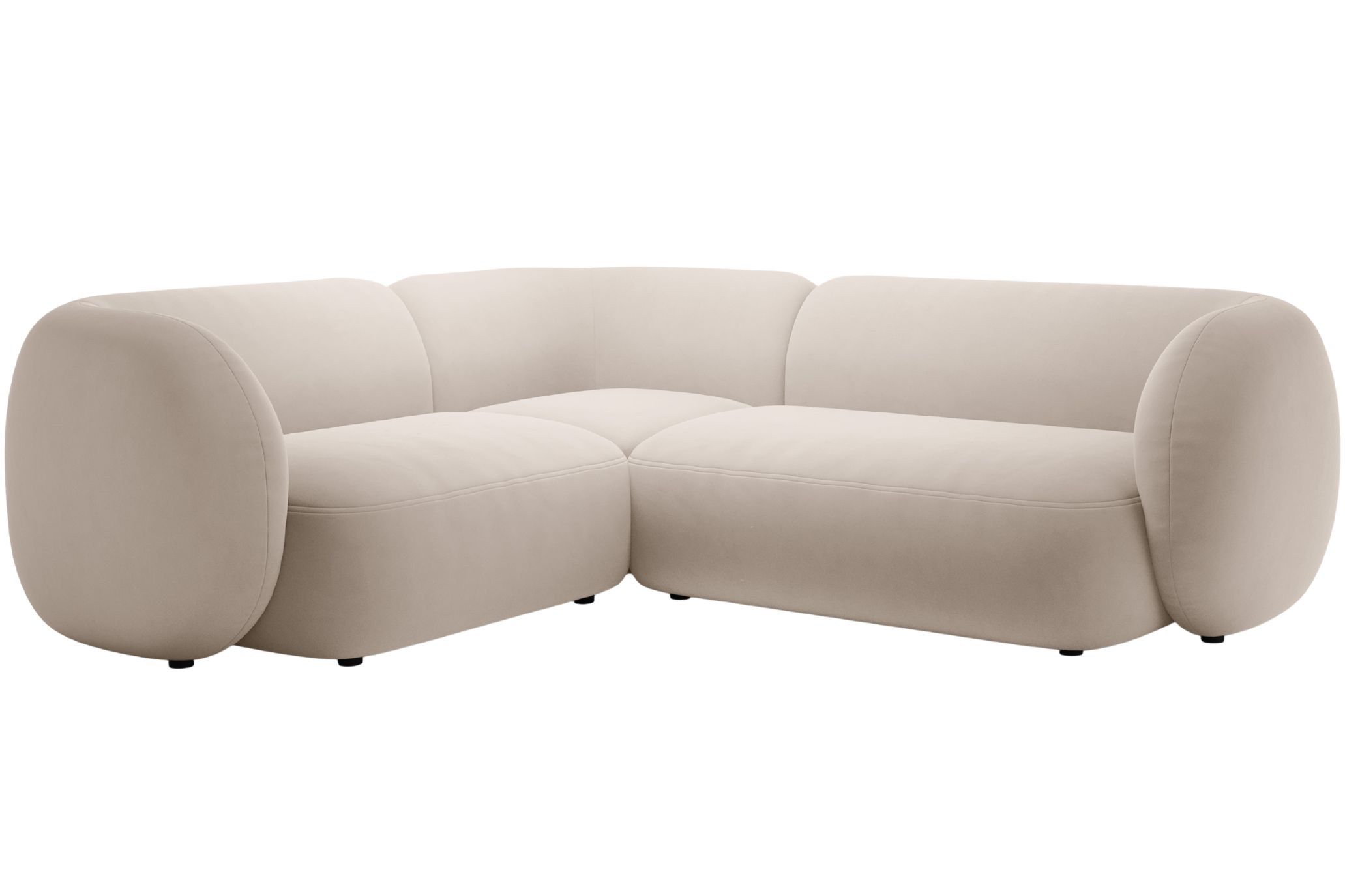 Micadoni B&eacute;žov&aacute; sametov&aacute; rohov&aacute; pohovka Kate 252 cm, lev&aacute;