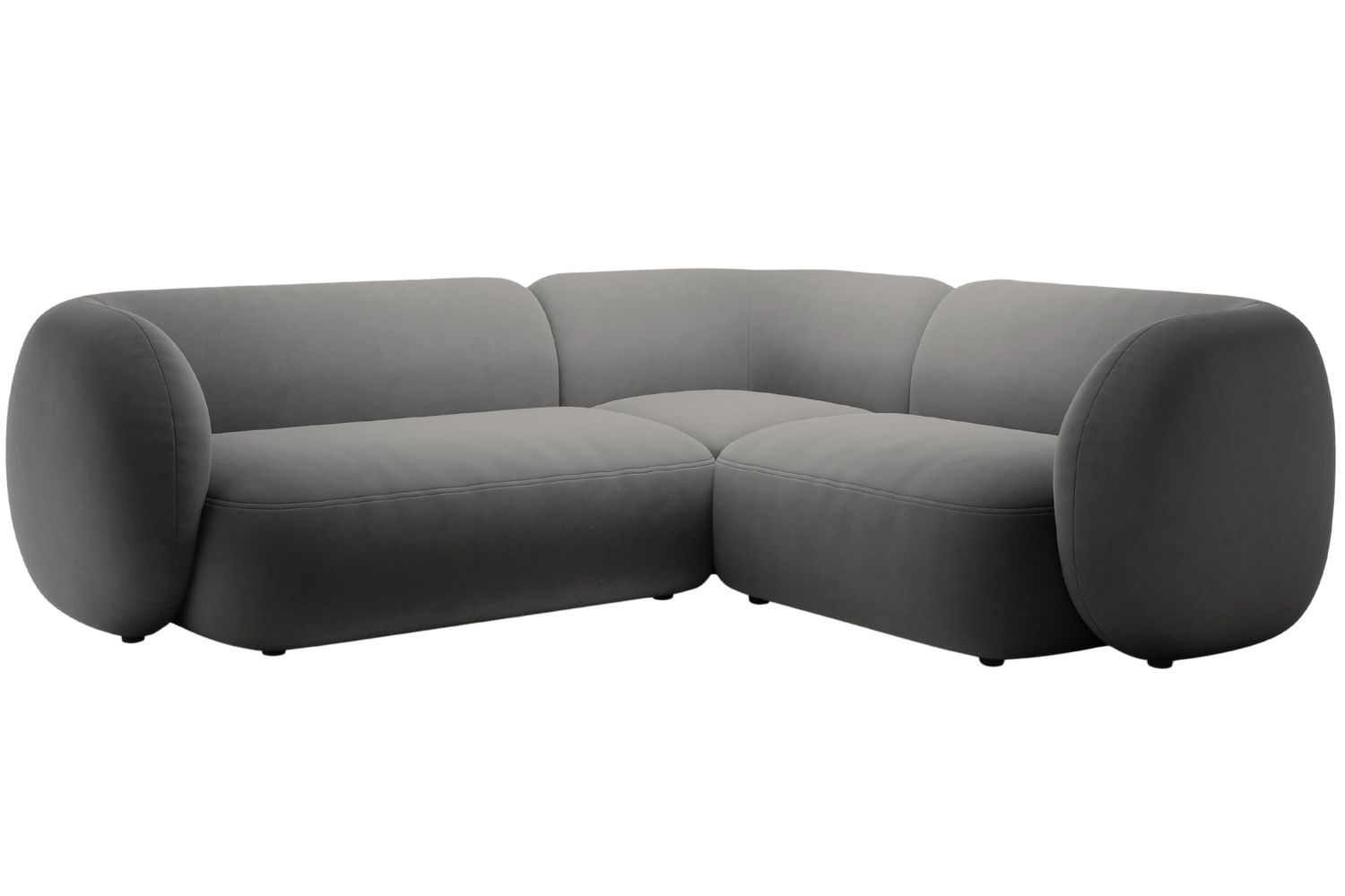 Micadoni Tmavě &scaron;ed&aacute; sametov&aacute; rohov&aacute; pohovka Kate 252 cm, prav&aacute;