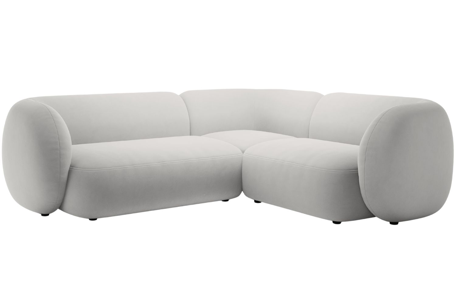 Micadoni Světle &scaron;ed&aacute; sametov&aacute; rohov&aacute; pohovka Kate 252 cm, prav&aacute;