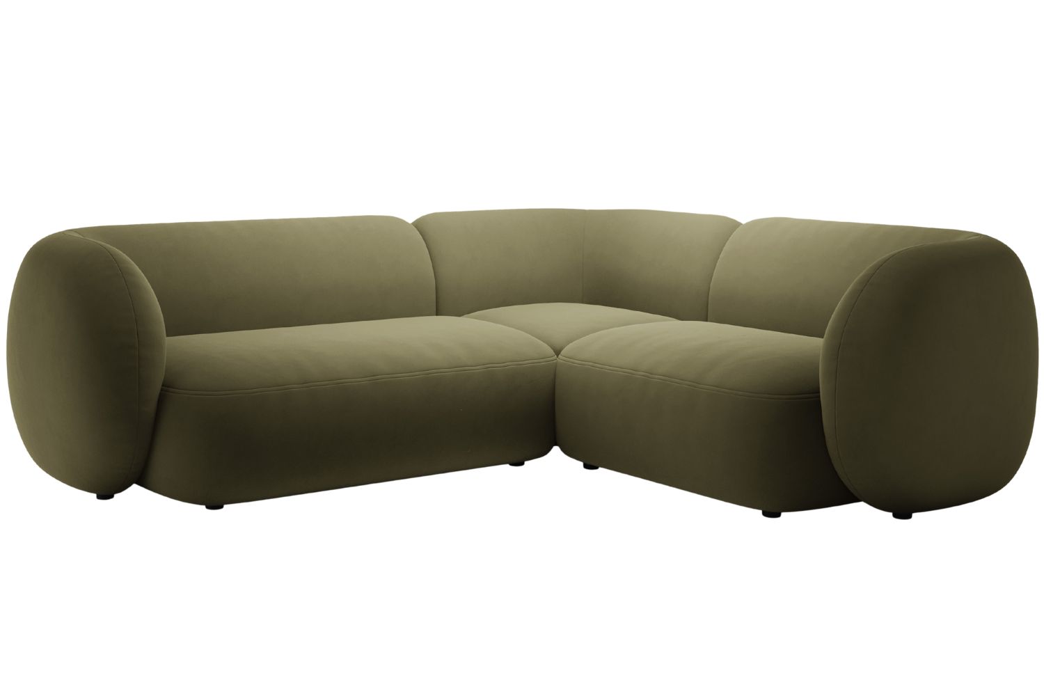 Micadoni Zelen&aacute; sametov&aacute; rohov&aacute; pohovka Kate 252 cm, prav&aacute;