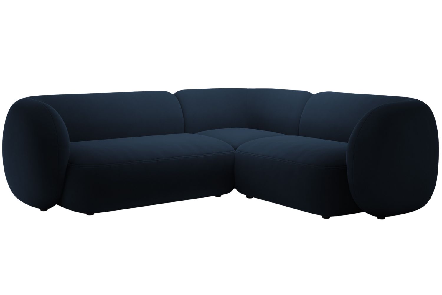 Micadoni Kr&aacute;lovsky modr&aacute; sametov&aacute; rohov&aacute; pohovka Kate 252 cm, prav&aacute;