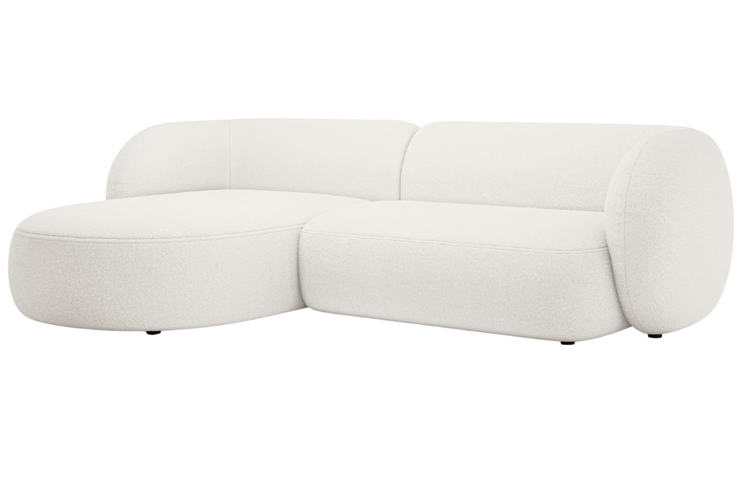 Micadoni B&iacute;l&aacute; boucl&eacute; rohov&aacute; pohovka Kate 285 cm, lev&aacute;