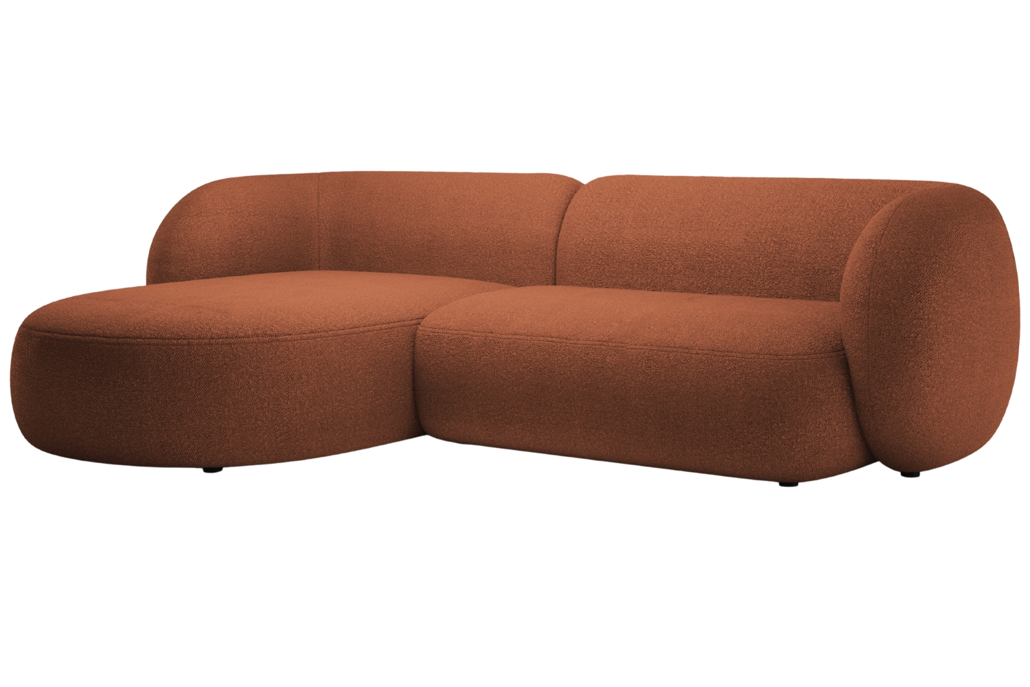 Micadoni Terakotově oranžov&aacute; boucl&eacute; rohov&aacute; pohovka Kate 285 cm, lev&aacute;