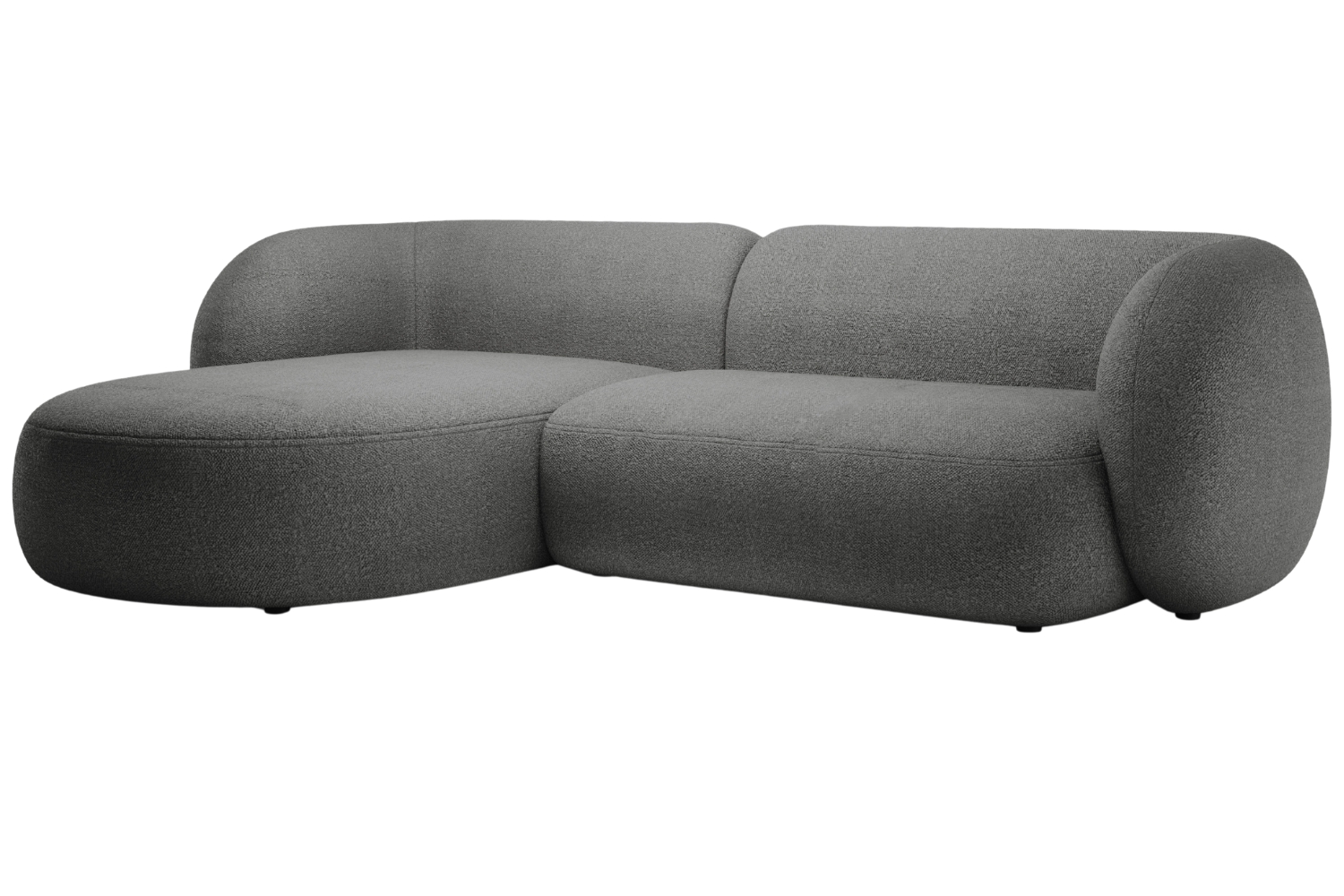 Micadoni Tmavě &scaron;ed&aacute; boucl&eacute; rohov&aacute; pohovka Kate 285 cm, lev&aacute;