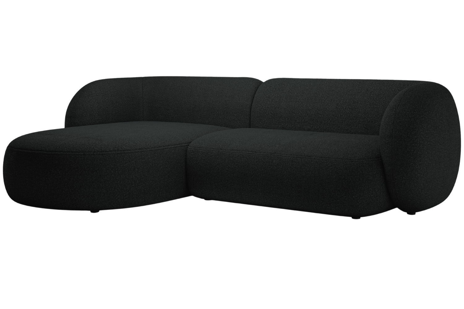 Micadoni Čern&aacute; boucl&eacute; rohov&aacute; pohovka Kate 285 cm, lev&aacute;