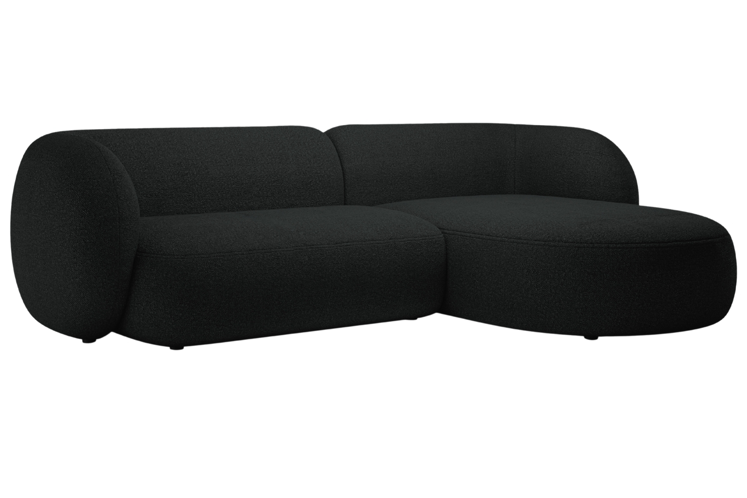 Micadoni Čern&aacute; boucl&eacute; rohov&aacute; pohovka Kate 285 cm, prav&aacute;