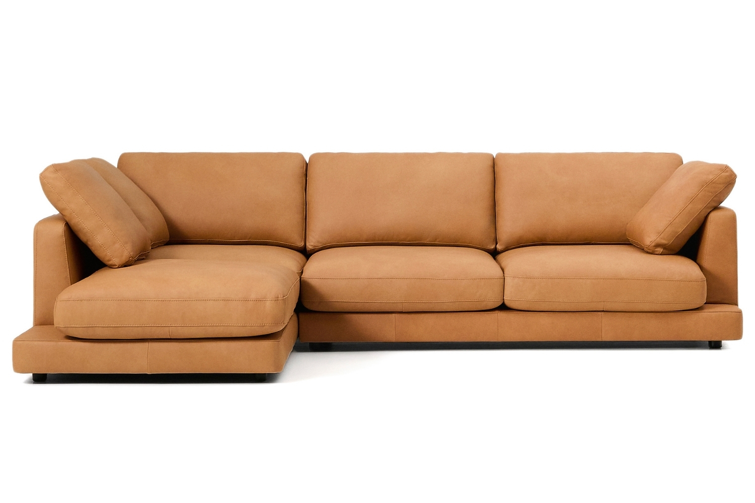 Kave Home Hnědá kožená rohová pohovka Gala 300 cm, levá