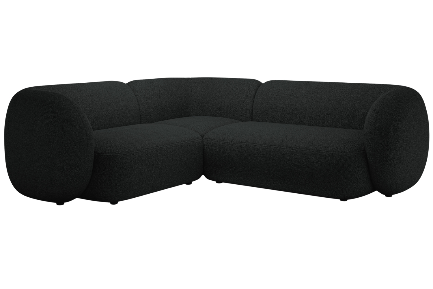 Micadoni Čern&aacute; boucl&eacute; rohov&aacute; pohovka Kate 252 cm, lev&aacute;