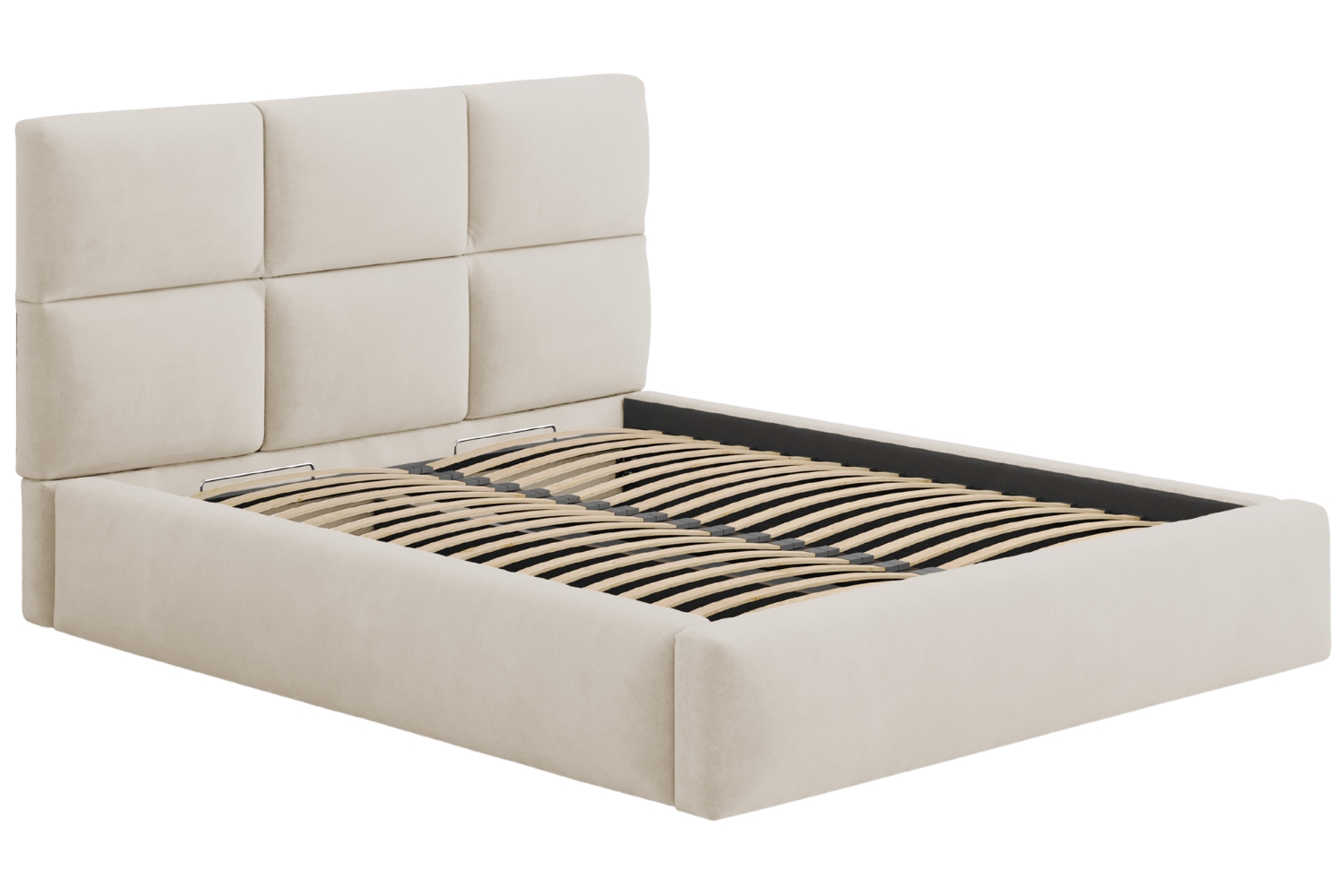 Windsor & Co Béžová sametová dvoulůžková postel Libera 180 x 200 cm s úložným prostorem