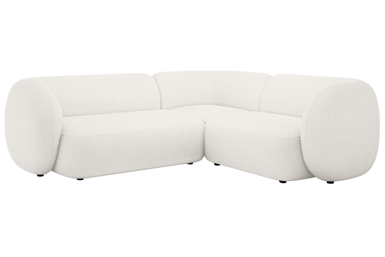 Micadoni B&iacute;l&aacute; boucl&eacute; rohov&aacute; pohovka Kate 252 cm, prav&aacute;