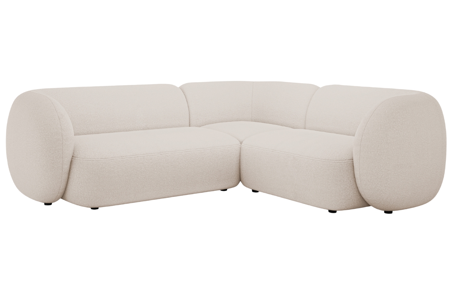 Micadoni B&eacute;žov&aacute; boucl&eacute; rohov&aacute; pohovka Kate 252 cm, prav&aacute;