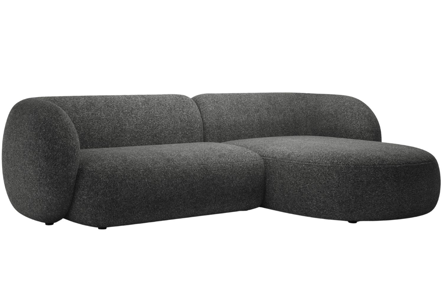 Micadoni Tmavě šedá rohová pohovka Kate 285 cm, pravá