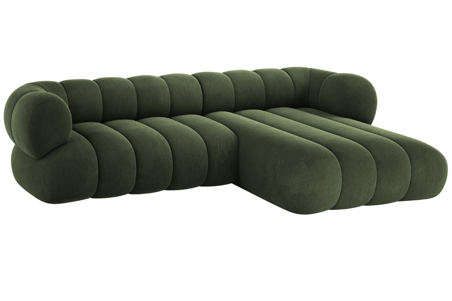 Cosmopolitan Design Zelená sametová rohová pohovka Koge 270 cm, pravá