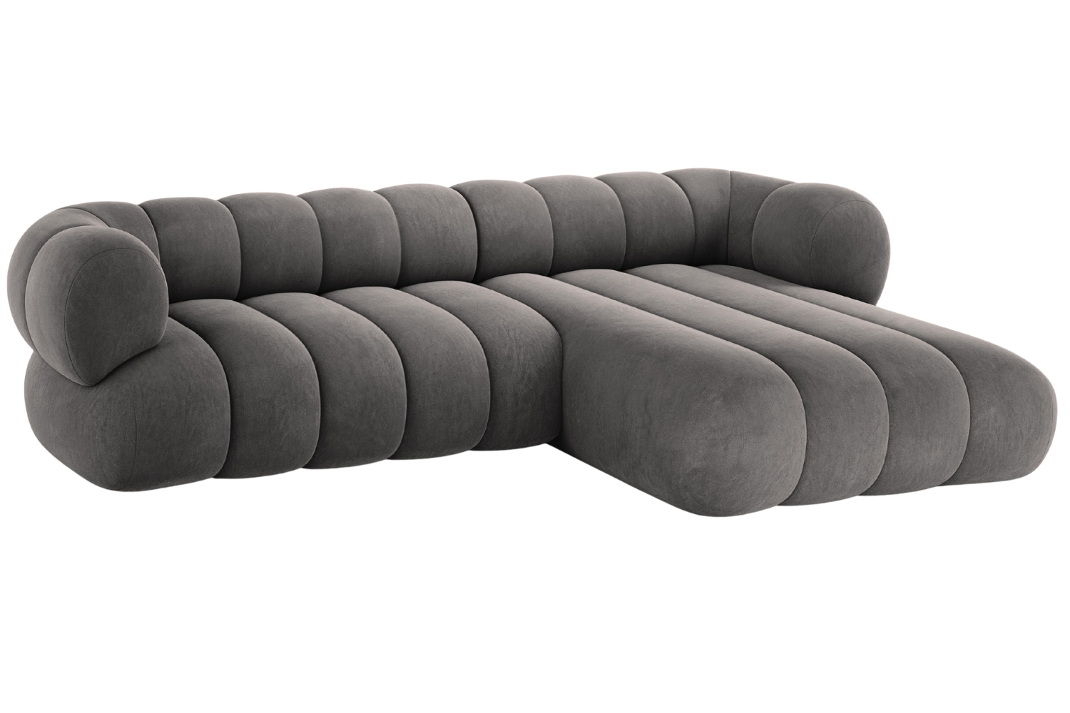 Cosmopolitan Design Šedá sametová rohová pohovka Koge 270 cm, pravá