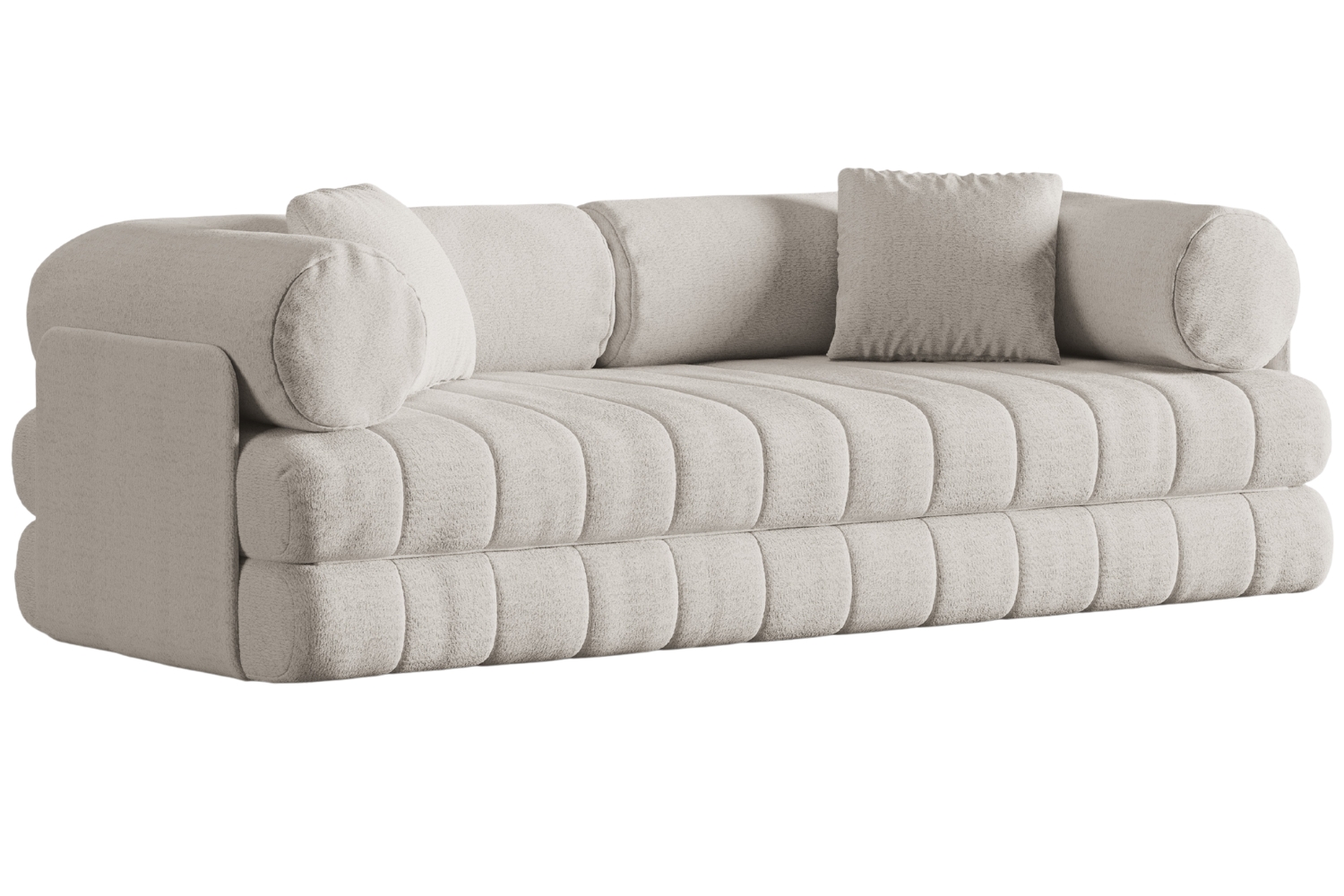 Cosmopolitan Design Světle béžová bouclé rozkládací trojmístná pohovka Kemi 206 cm