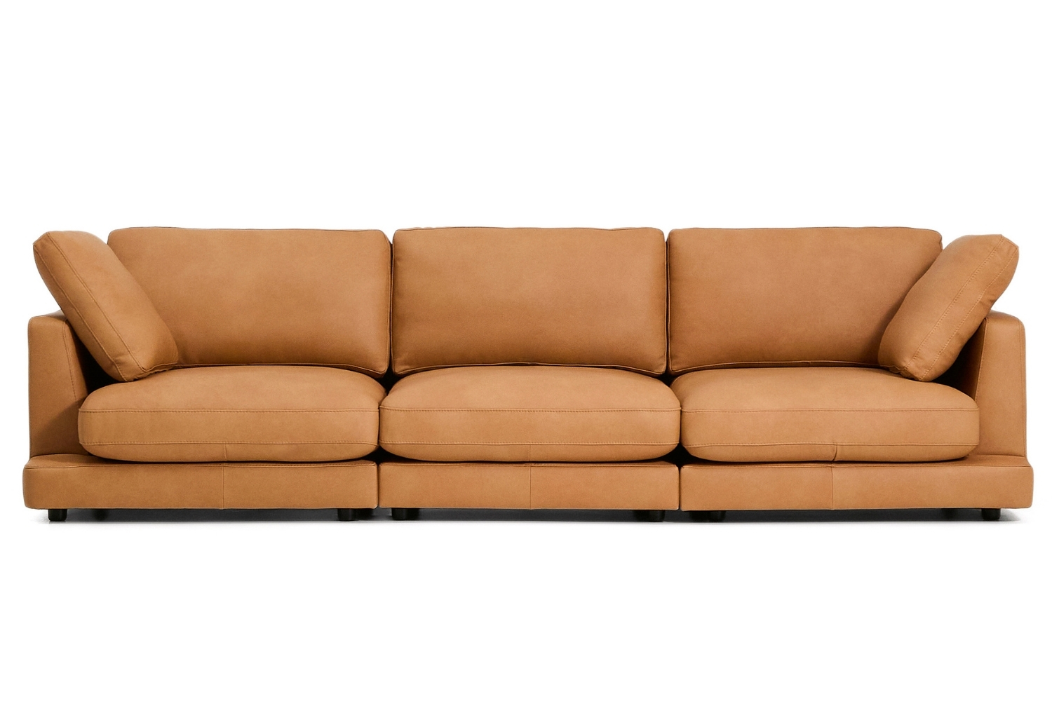 Kave Home Hněd&aacute; kožen&aacute; čtyřm&iacute;stn&aacute; pohovka Gala 300 cm