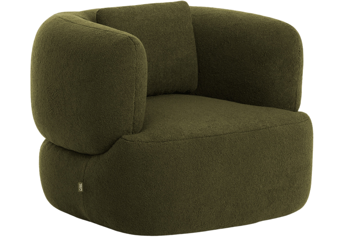 Kave Home Zelené bouclé otočné křeslo Martina