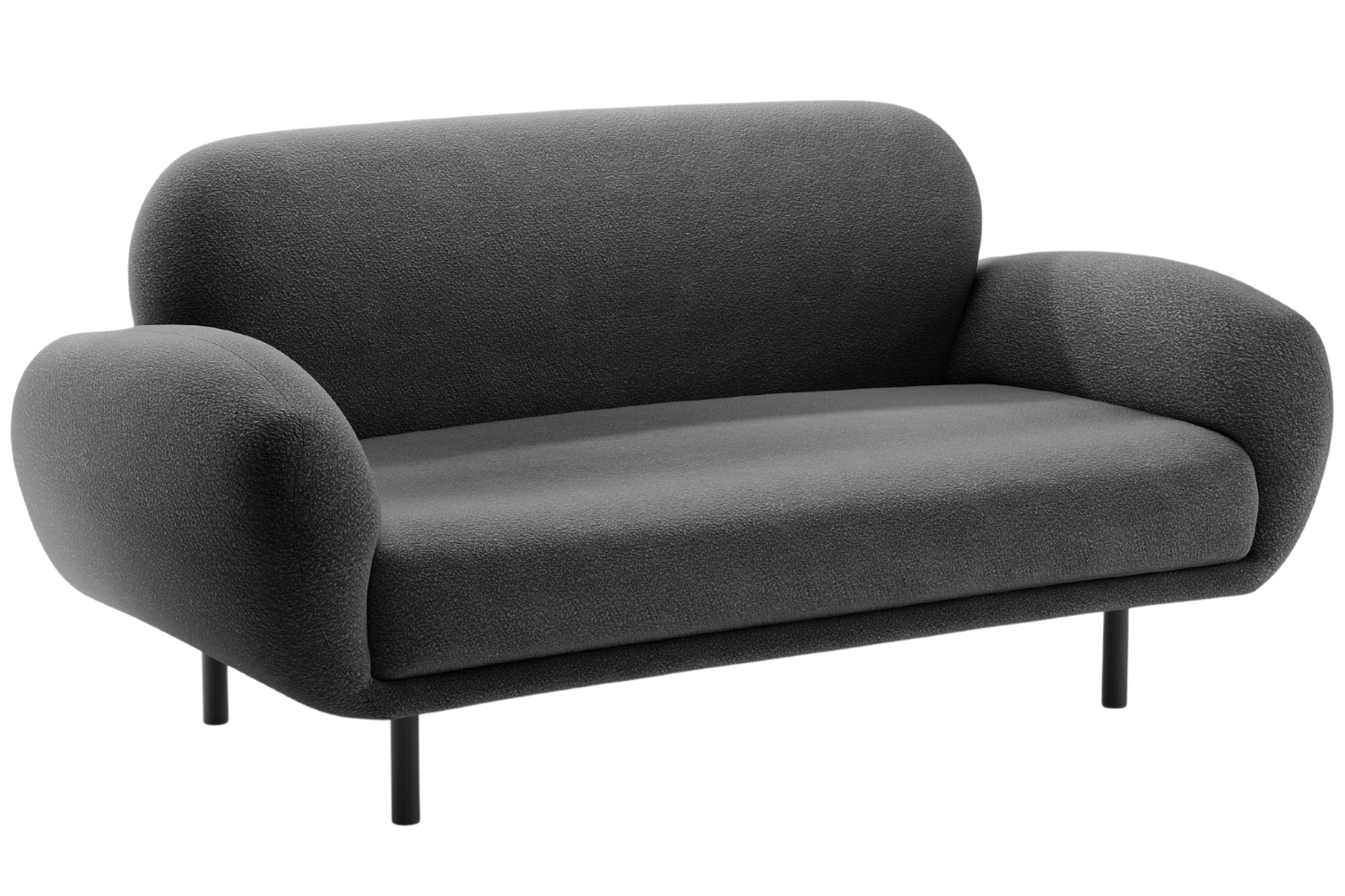 Micadoni Tmavě &scaron;ed&aacute; boucl&eacute; dvoum&iacute;stn&aacute; pohovka Poppy 148 cm