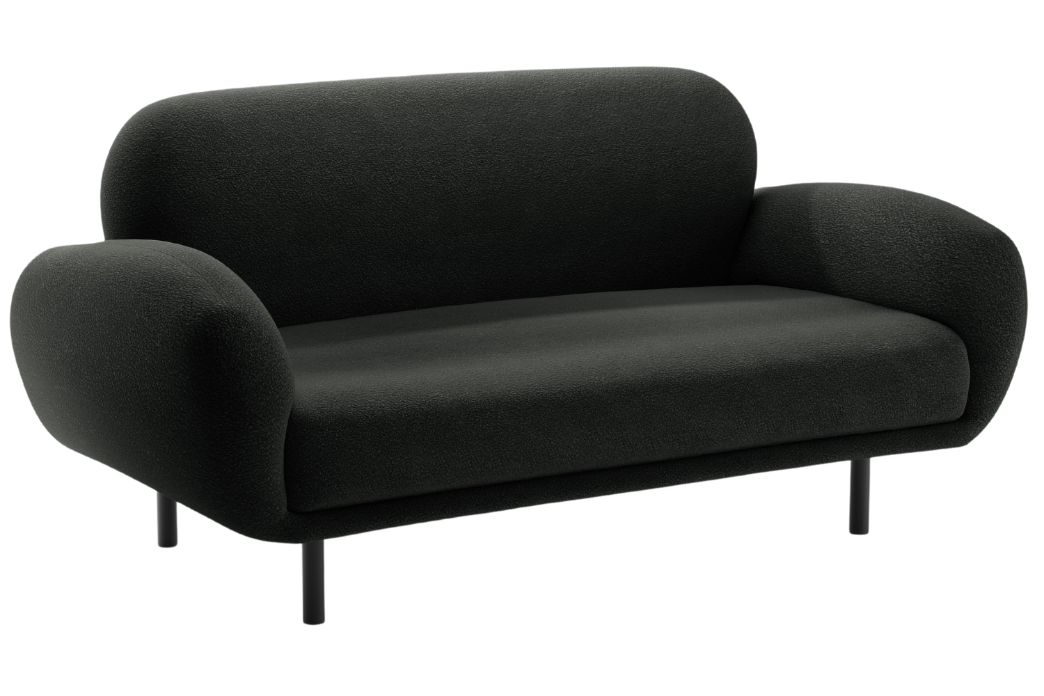 Micadoni Čern&aacute; boucl&eacute; dvoum&iacute;stn&aacute; pohovka Poppy 148 cm