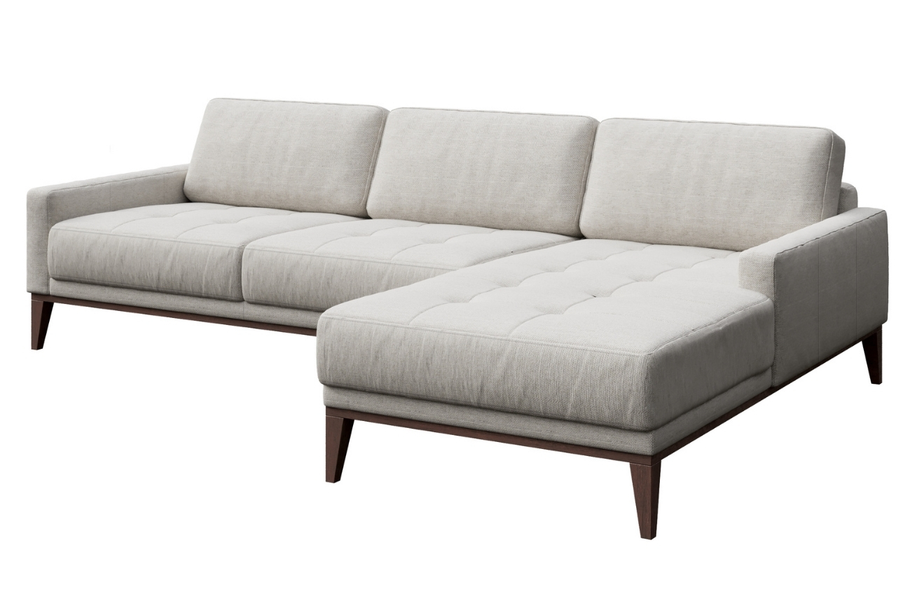 Světle šedá látková rohová pohovka MESONICA Musso Tufted, pravá 248 cm