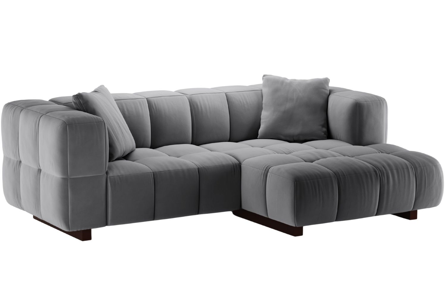 Micadoni &Scaron;ed&aacute; sametov&aacute; rozkl&aacute;dac&iacute; pohovka Puma 260 cm, prav&aacute;