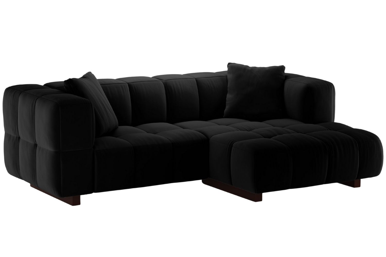 Micadoni Čern&aacute; sametov&aacute; rozkl&aacute;dac&iacute; pohovka Puma 260 cm, prav&aacute;