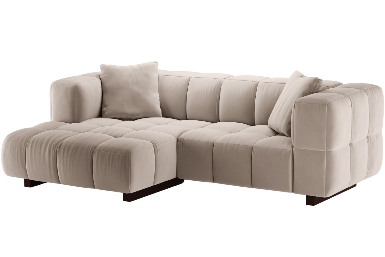 Micadoni B&eacute;žov&aacute; sametov&aacute; rozkl&aacute;dac&iacute; pohovka Puma 260 cm, lev&aacute;