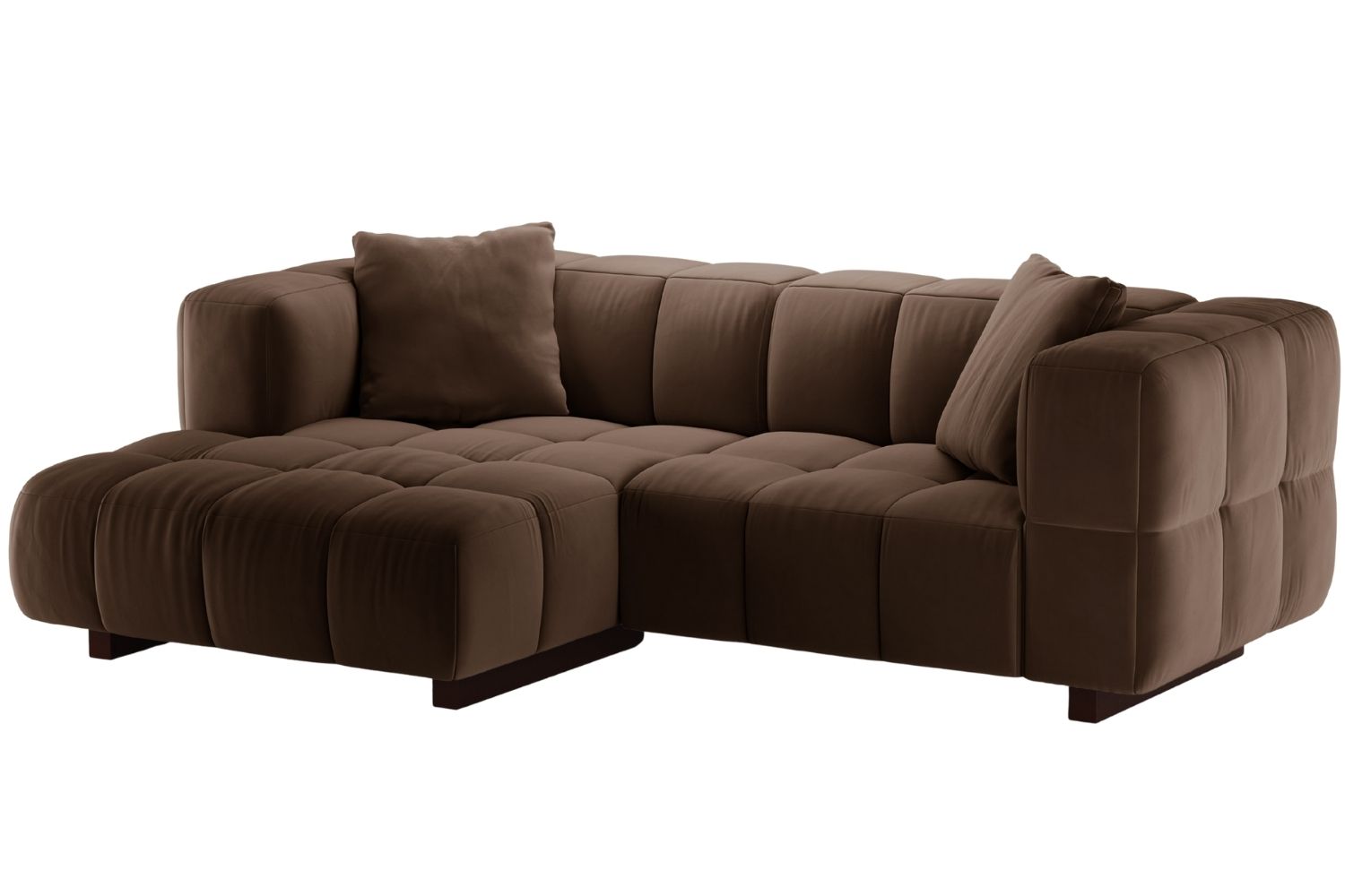 Micadoni Hněd&aacute; sametov&aacute; rozkl&aacute;dac&iacute; pohovka Puma 260 cm, lev&aacute;