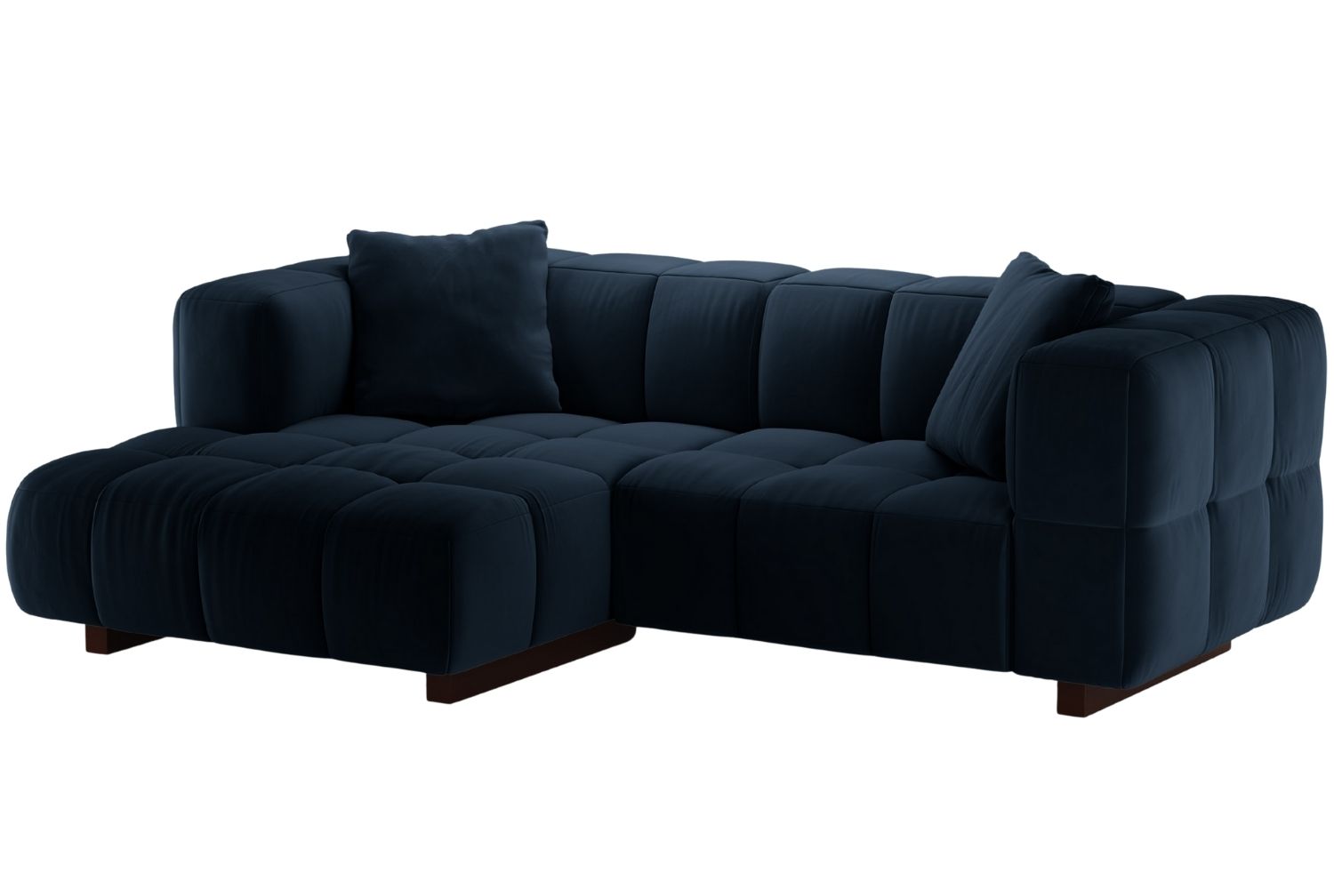 Micadoni Kr&aacute;lovsky modr&aacute; sametov&aacute; rozkl&aacute;dac&iacute; pohovka Puma 260 cm, lev&aacute;