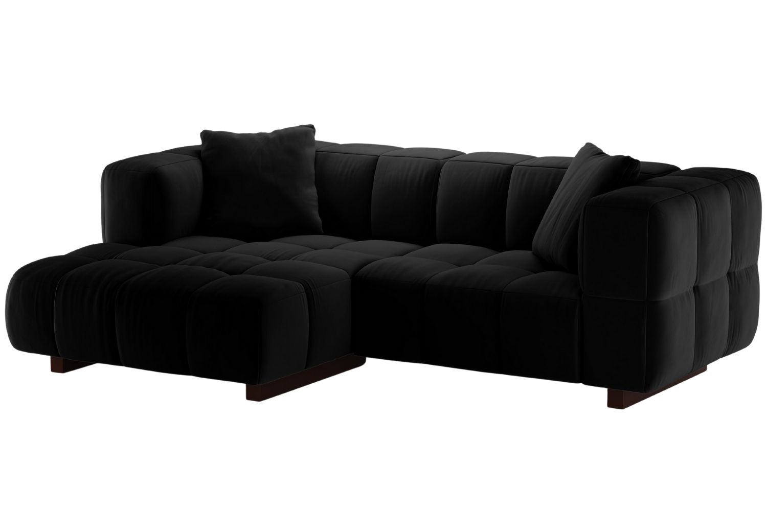 Micadoni Čern&aacute; sametov&aacute; rozkl&aacute;dac&iacute; pohovka Puma 260 cm, lev&aacute;