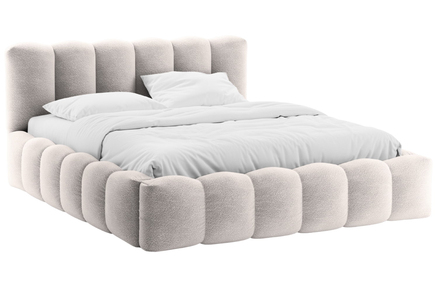 Micadoni Světle &scaron;ed&aacute; boucl&eacute; dvoulůžkov&aacute; postel Lupine 160 x 200 cm s &uacute;ložn&yacute;m prostorem