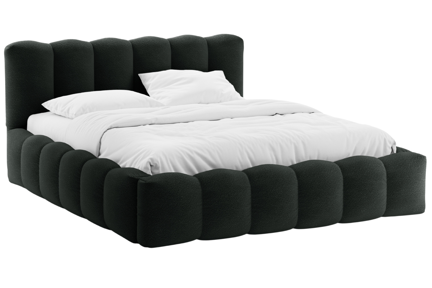 Micadoni Čern&aacute; boucl&eacute; dvoulůžkov&aacute; postel Lupine 160 x 200 cm s &uacute;ložn&yacute;m prostorem