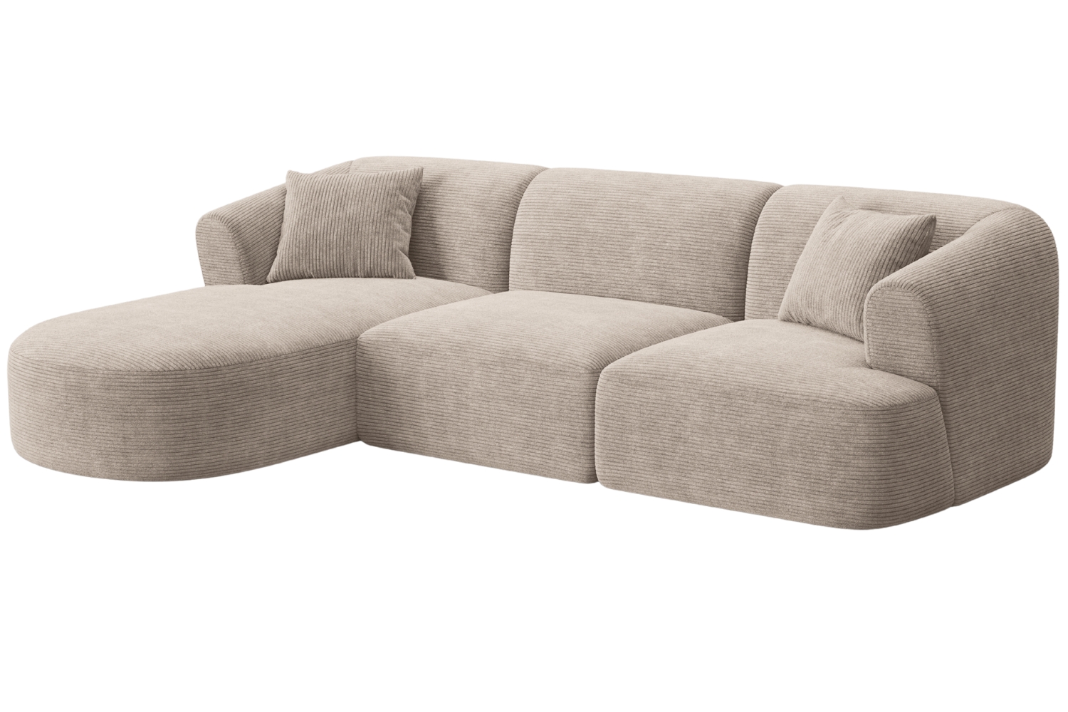 Cosmopolitan Design Béžová manšestrová rohová pohovka Campi 256 cm, levá