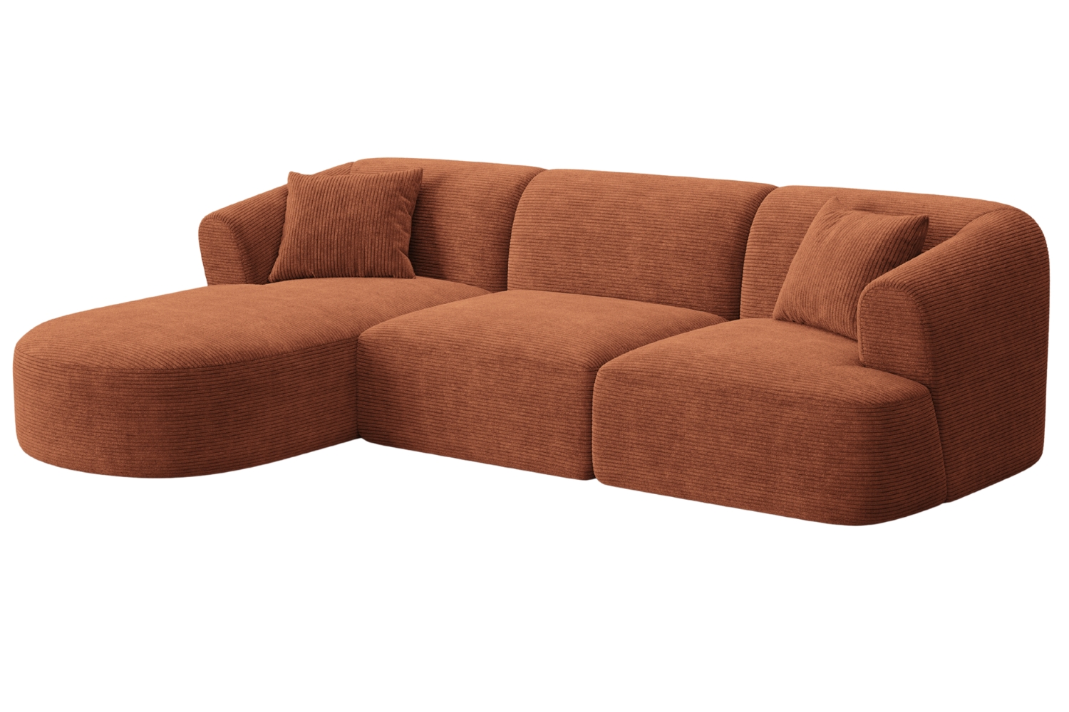 Cosmopolitan Design Terakotově oranžová manšestrová rohová pohovka Campi 256 cm, levá