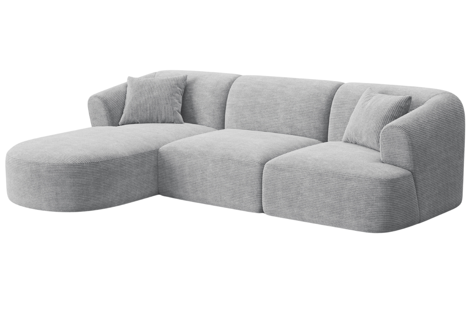 Cosmopolitan Design Světle šedá manšestrová rohová pohovka Campi 256 cm, levá