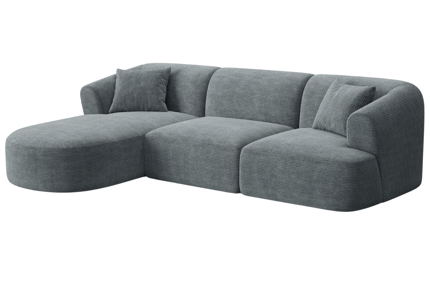 Cosmopolitan Design Šedá manšestrová rohová pohovka Campi 256 cm, levá