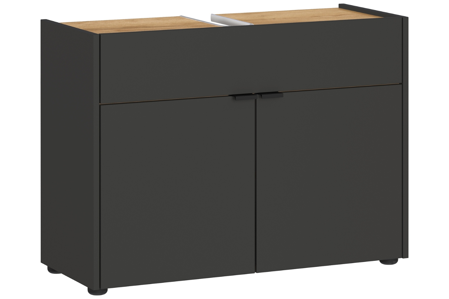 Germania Tmavě šedá umyvadlová skříňka Forano 80 x 34 cm s dubovým dekorem