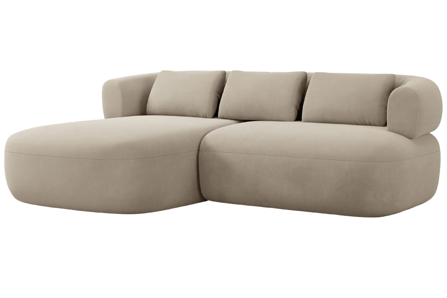 Windsor & Co Béžová sametová rohová pohovka Aldrin 200 cm, levá