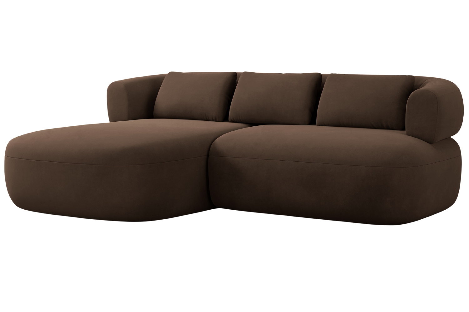 Windsor & Co Hnědá sametová rohová pohovka Aldrin 200 cm, levá