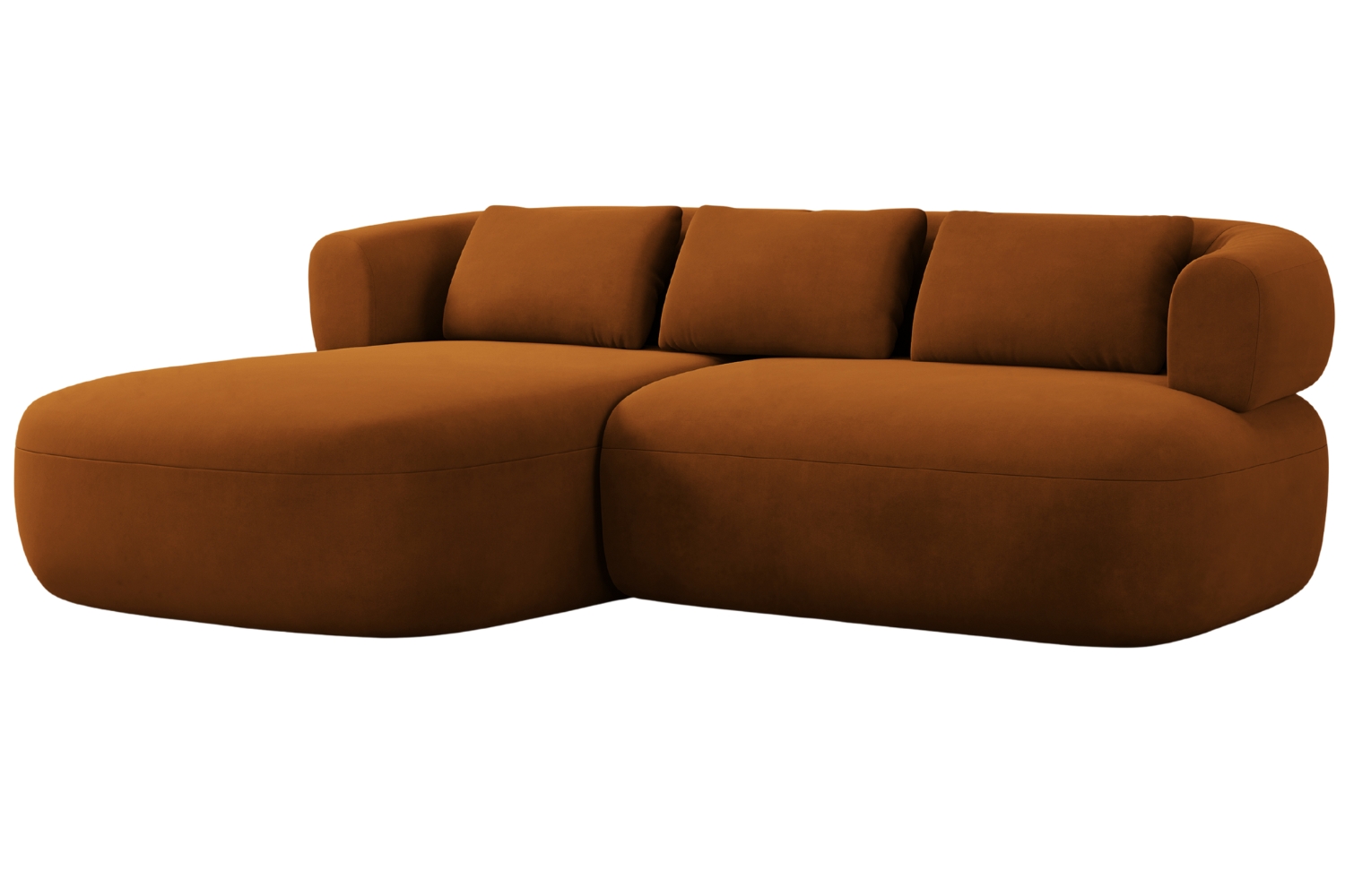Windsor & Co Terakotově oranžová sametová rohová pohovka Aldrin 200 cm, levá